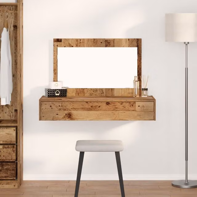Berkfield Home Vintage Wood Wall Hanging Dressing Table in Brown, W/D/H: 100 x 40 x 70 cm – 1