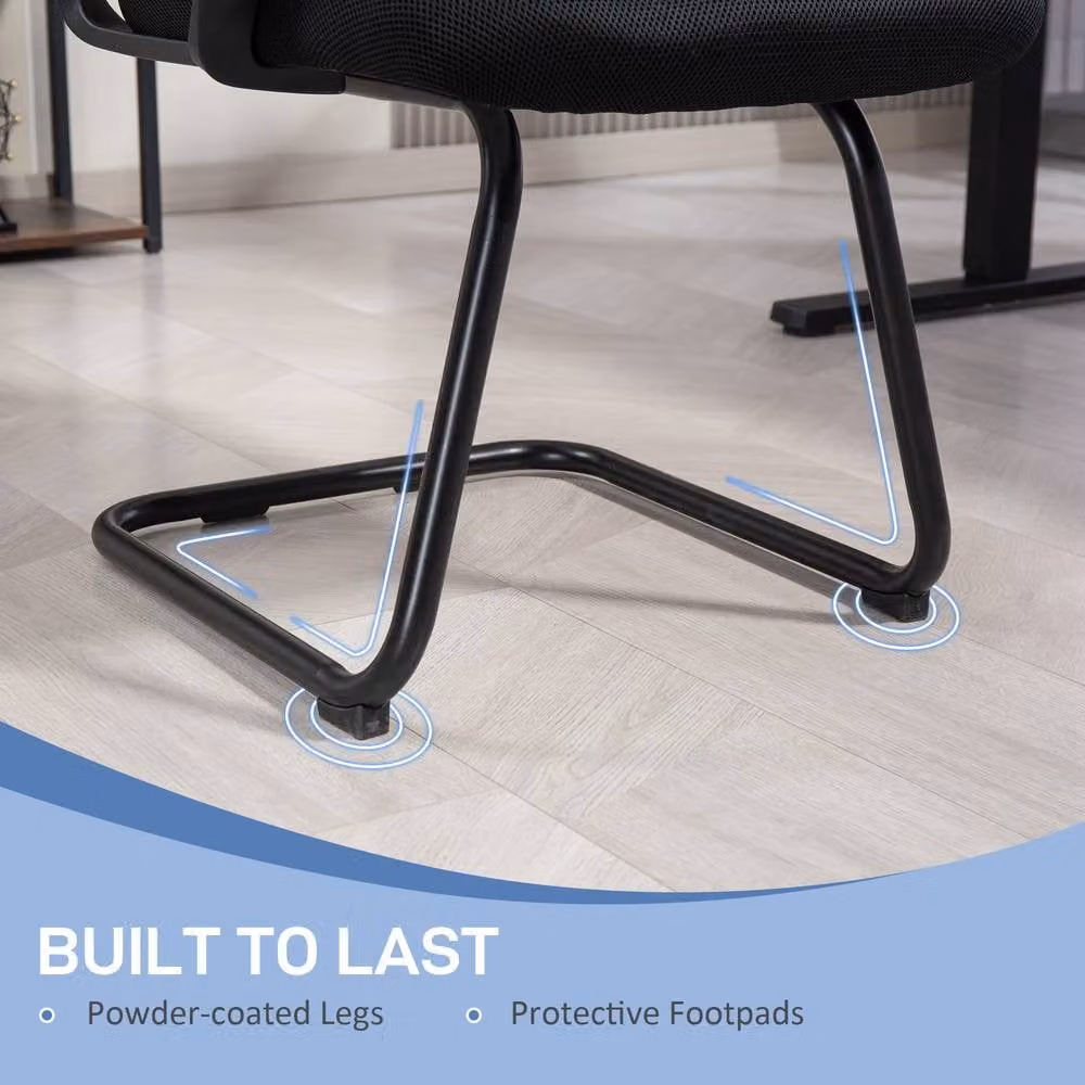 STILVORA Ergonomic Meeting Chair with Armrests and Cantilever Base in Black Fabric – 7