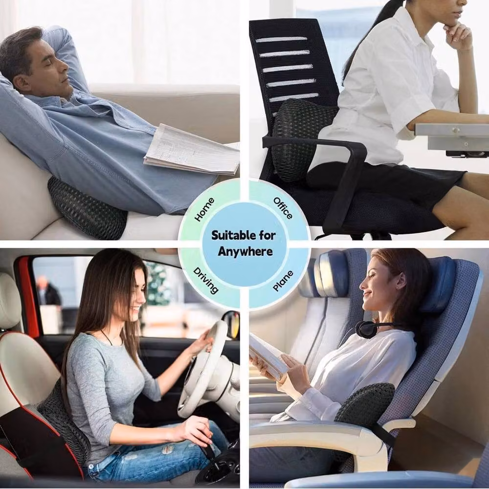 KORVIXA Memory Foam Lumbar Back Support Cushion in Black, W/D/H: 190 x 100 x 1 cm – 3