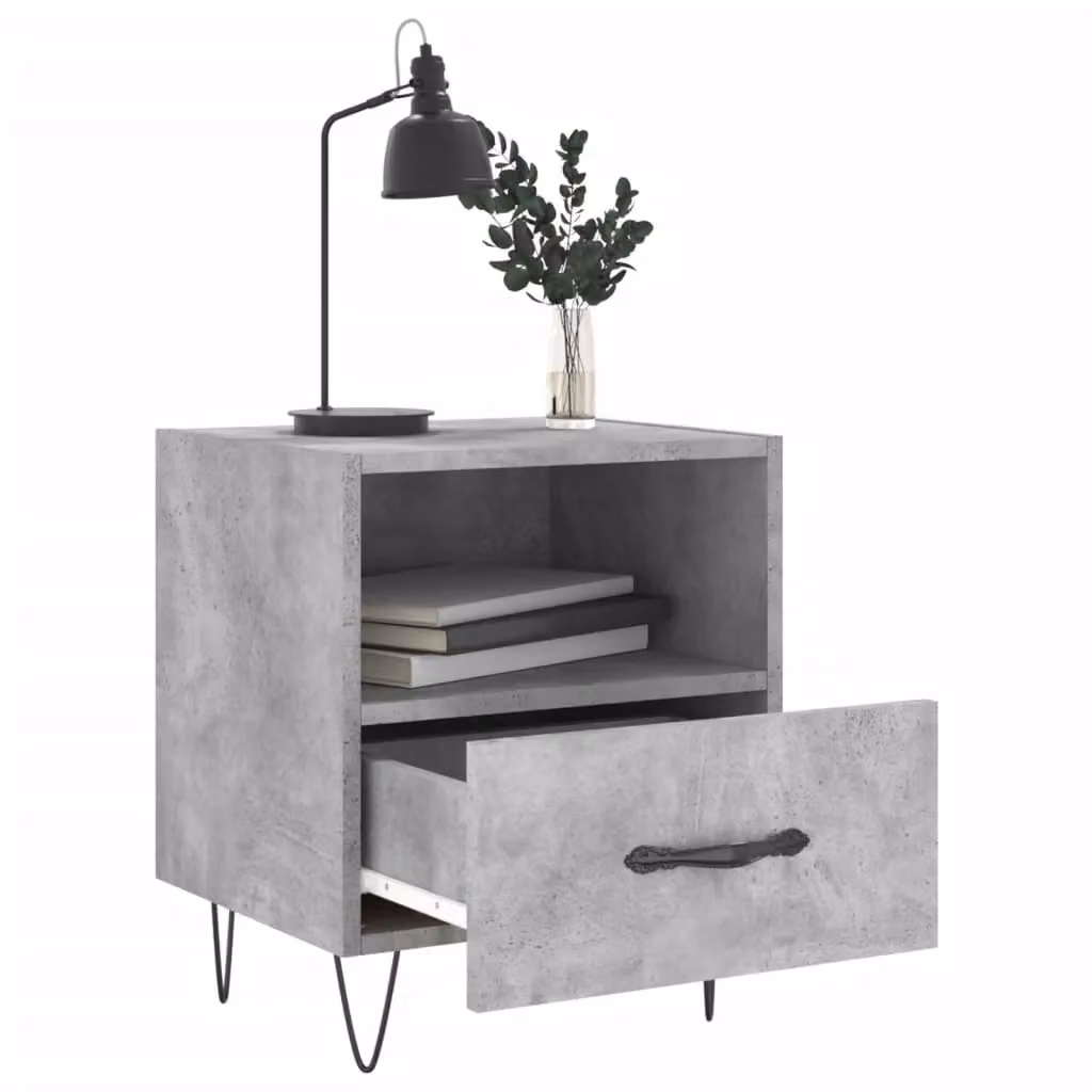 Berkfield Home Set of 2 Modern Bedside Cabinets in Concrete Grey, W/D/H: 40 x 35 x 47.5 cm – 2