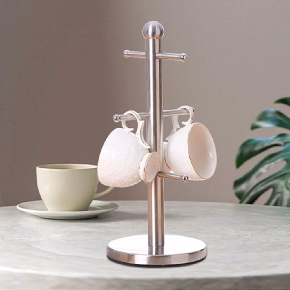 Havendro Silver Stainless Steel 6 Cup Mug Tree Stand and Kitchen Storage Rack – 2