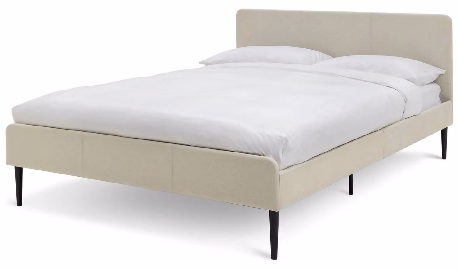 Kristopher Scandinavian Upholstered Fabric Bed Frame in Cream, W/D/H: 120 x 200 cm
