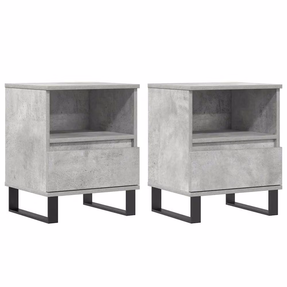Berkfield Home Modern Bedside Cabinets, 2 Piece Set, Concrete Grey, W: 40 cm, D: 35 cm, H: 50 cm – 2