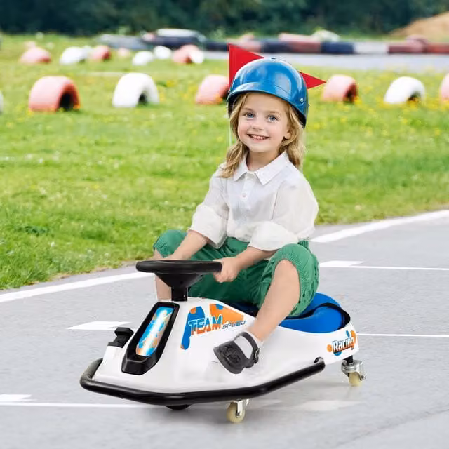 Costway Kids Electric Drift Car Ride On Go Kart in Blue