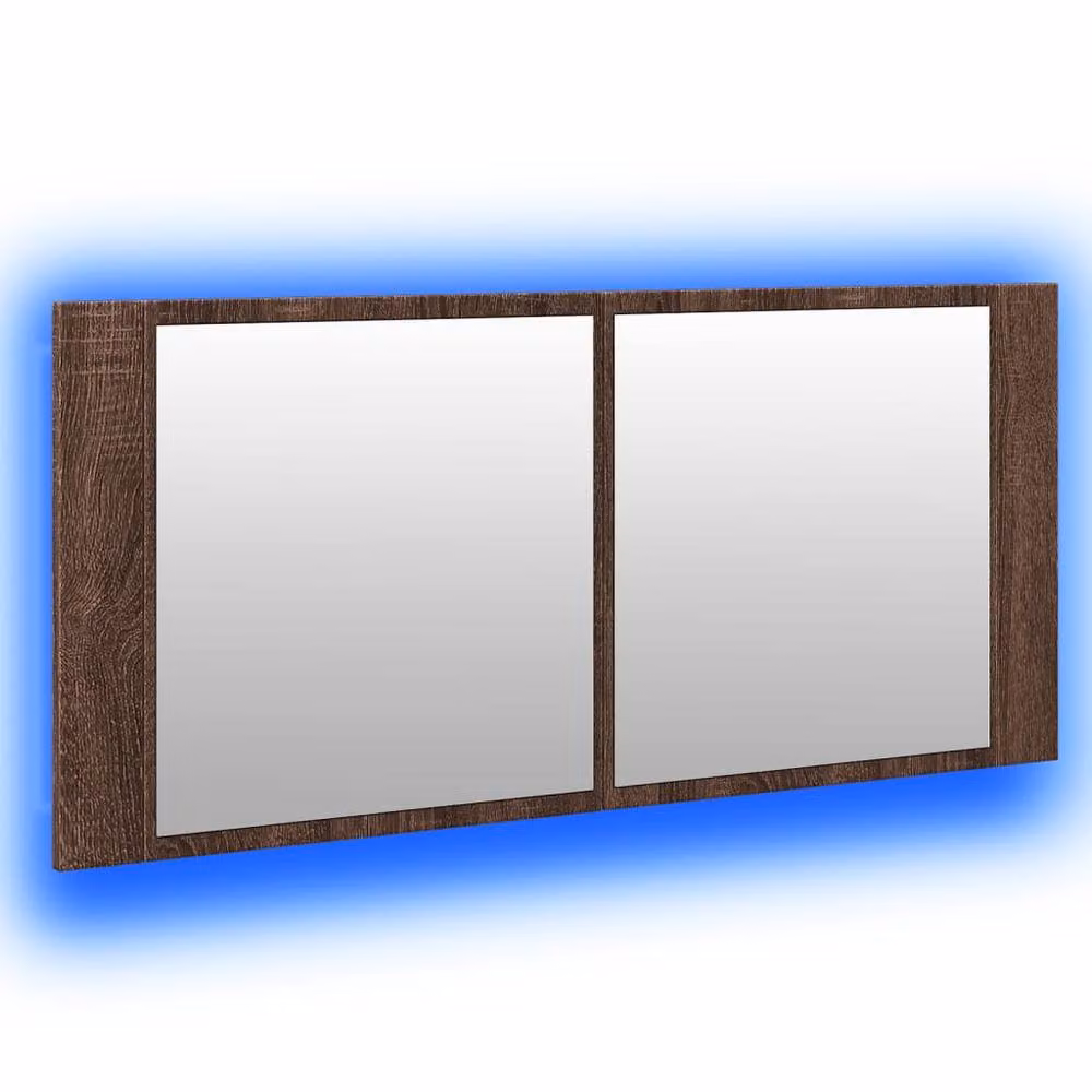 Berkfield Home LED Bathroom Mirror Cabinet in Brown Oak, W/D/H: 100 x 12 x 45 cm – 4