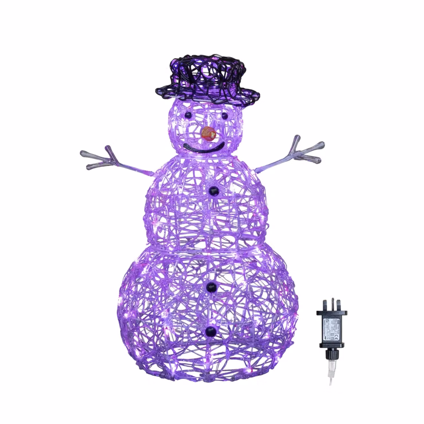 Samuel Alexander Multicolour Acrylic Christmas Snowman Decoration with 80 Colour Changing LEDs, H 60 cm x W 40 cm x D 40 cm – 2