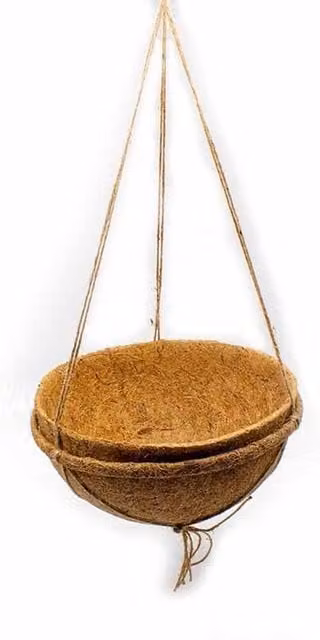 Coir Products Brown Hanging Basket Planter made from Coir, Rubber and Jute, W: 25 cm, L: 25 cm