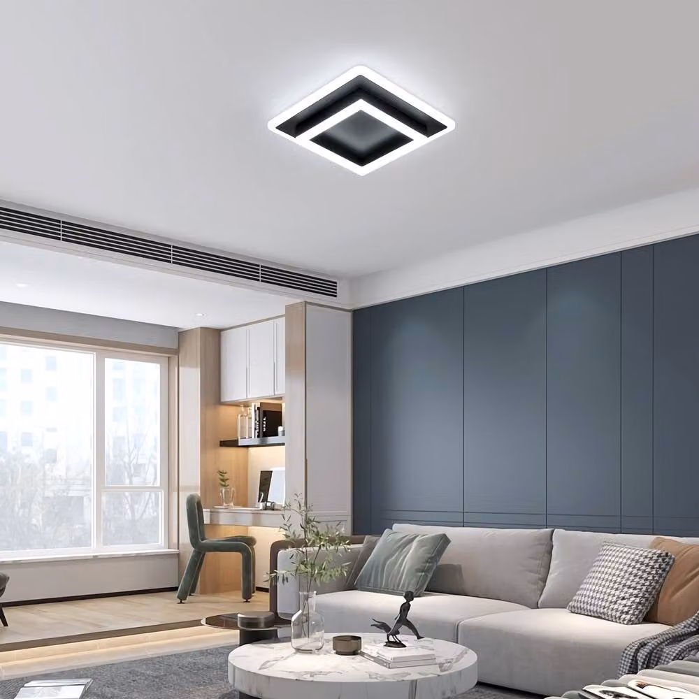 Pheashine 30W LED Square Flush Mount Ceiling Light, Cool White, Black, W/D/H: 30 x 30 x 7 cm – 5