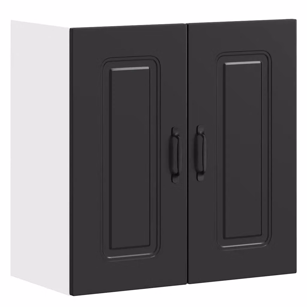 Berkfield Home Kalmar Black Matt Modern Wall Mounted Kitchen Cabinet with Hinged Doors and Internal Shelves – 2