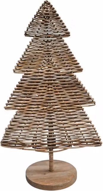 Ivyline Kubu Rattan Tabletop Christmas Tree in Natural Brown, H: 80 cm