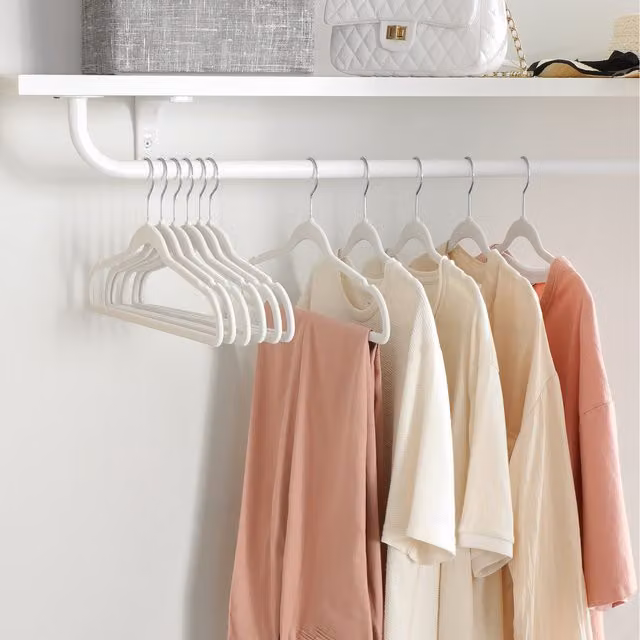 SONGMICS Non-Slip Velvet Flocked Clothes Hangers with Swivel Hooks in White, 3.5kg Capacity
