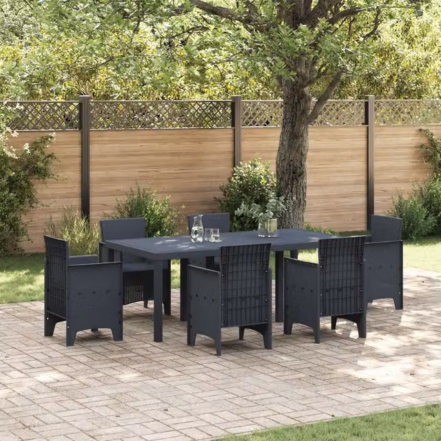 Berkfield Home Modern Anthracite Poly Rattan Garden Table W/D/H: 200 x 100 x 73 cm