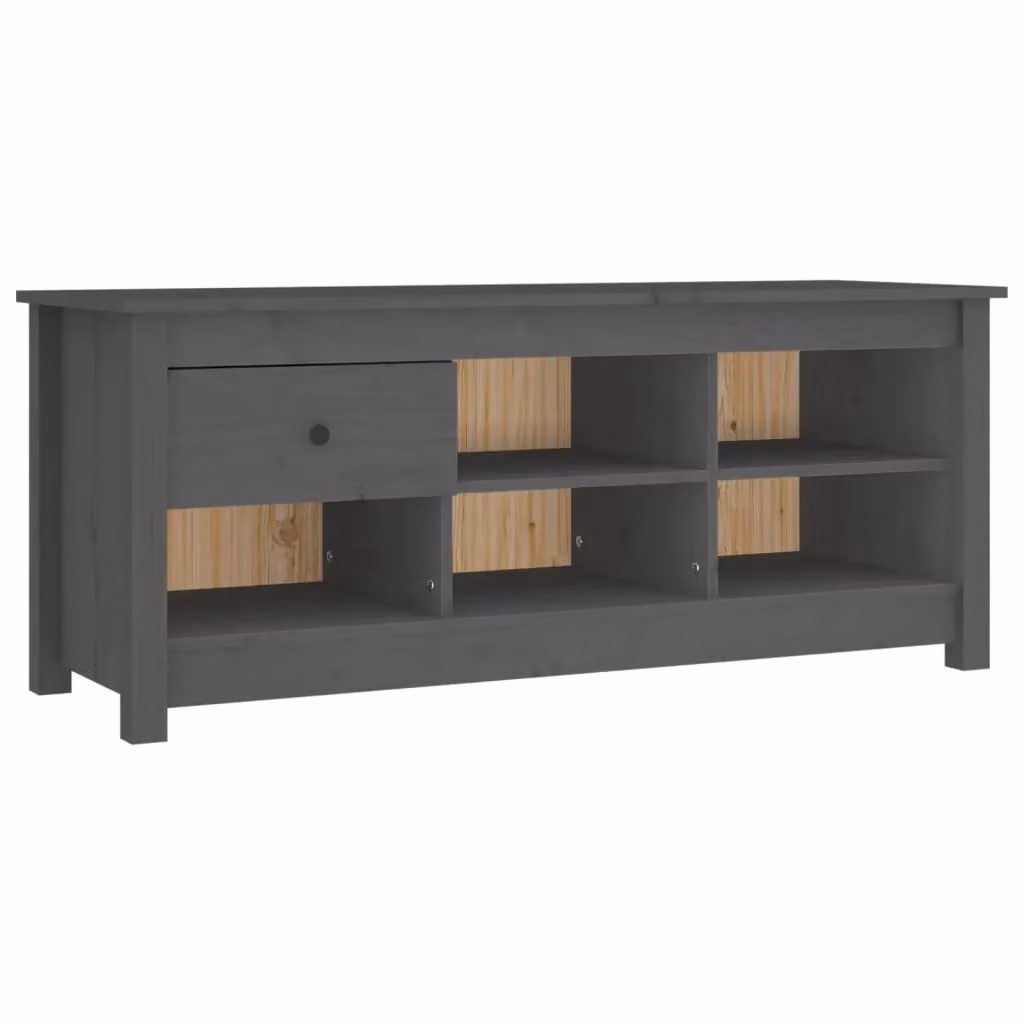 Berkfield Home Grey Rustic Solid Pine Shoe Cabinet W/D/H: 110 x 38 x 45.5 cm – 2