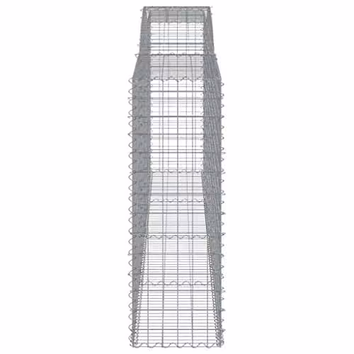 vidaXL Arched Gabion Baskets, 15 Pieces, Silver Galvanised Steel, W: 400 cm, D: 50 cm, H: 140/160 cm
