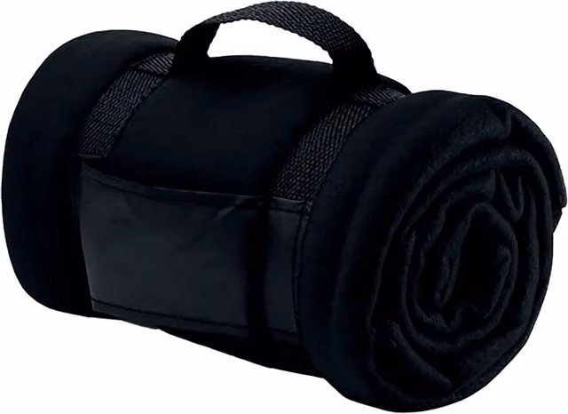 SOL'S Stavenger Unisex Fleece Plaid Blanket in Black with Carry Handle