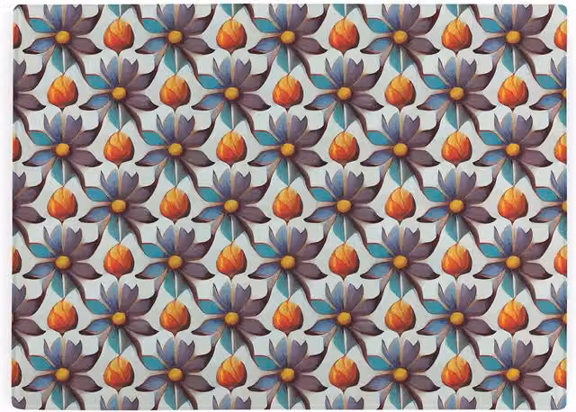 Purely Home Purple and White Floral Tile Rectangular Smooth Glass Kitchen Worktop Protector