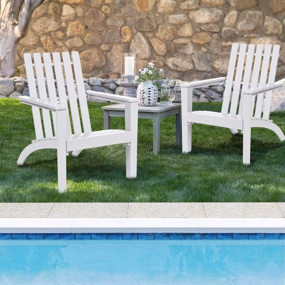 KORVIXA Modern White Solid Acacia Wood Patio Chair – 3
