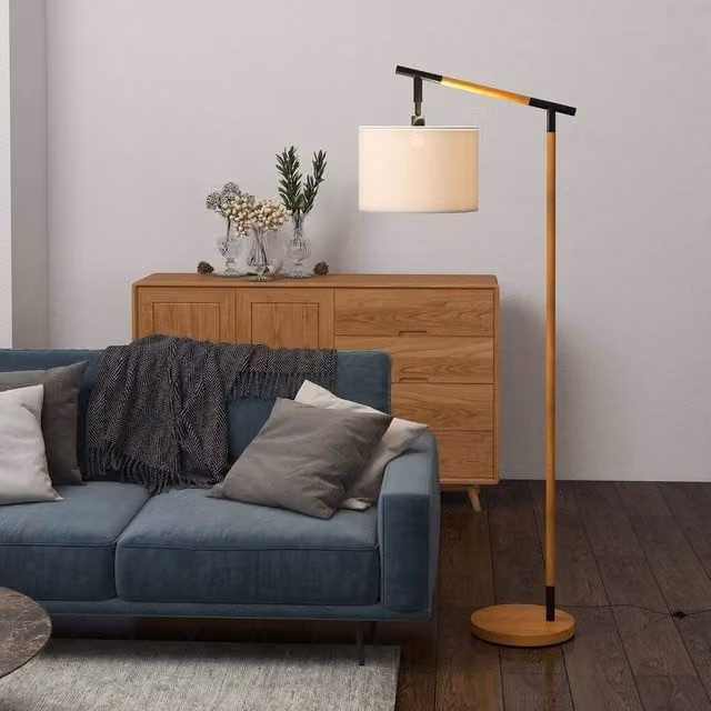 EONLION Brown Floor Lamp with 350 Degree Rotating Adjustable LED Lampshade, H 165 cm x W 35 cm – 1