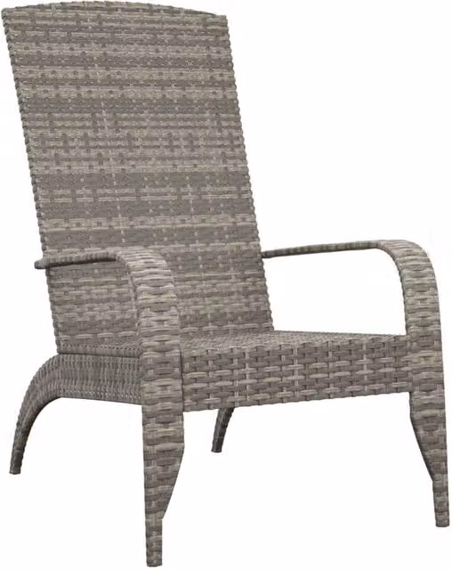 Berkfield Home Grey Poly Rattan Adirondack Garden Chair with Metal Frame
