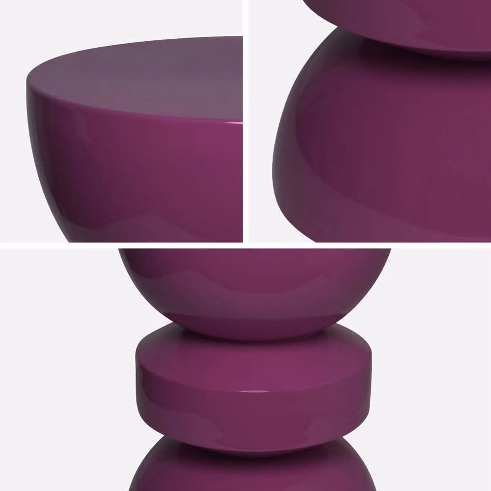 sweeek Round Metal Coffee Table, Side Table or Bedside Table with Glossy Purple Finish, W/D/H: 44.5 x 44.5 x 75 cm – 3