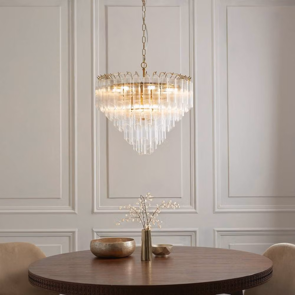 Netlighting Toulouse Pendant Light with Gold Brass Plate and Transparent Ribbed Glass, G9 Base – 2