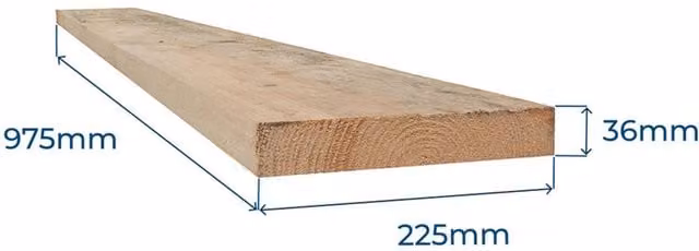 Snowdon Timber Reject Unbanded Scaffold Board, Pack of 2, Natural Brown, W: 225 mm, H: 36 mm, L: 975 mm