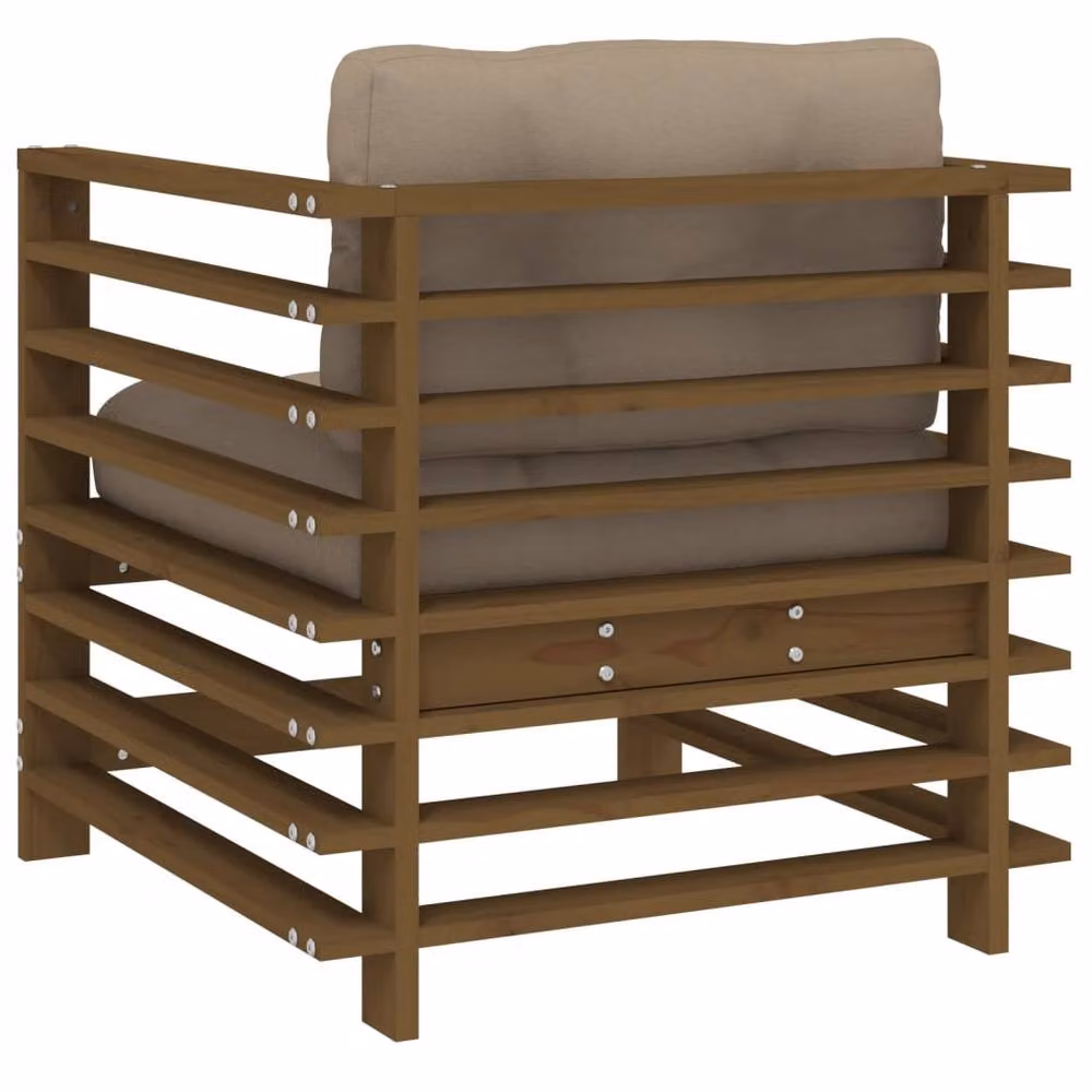 Berkfield Home Rustic Solid Wood Pine Garden Chairs with Cushions, Set of 2, Honey Brown – 5