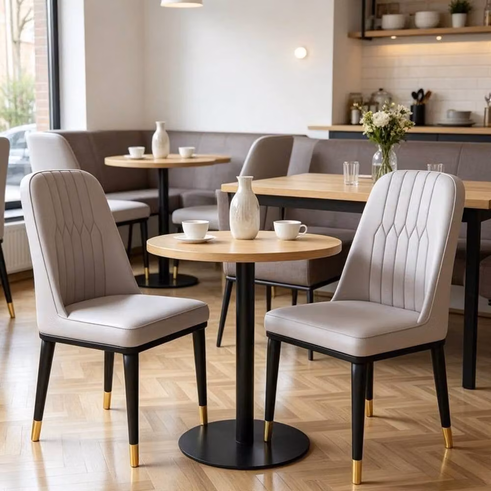 FORGEVIO Set of 2 Modern Grey Faux Leather Dining Chairs – 3
