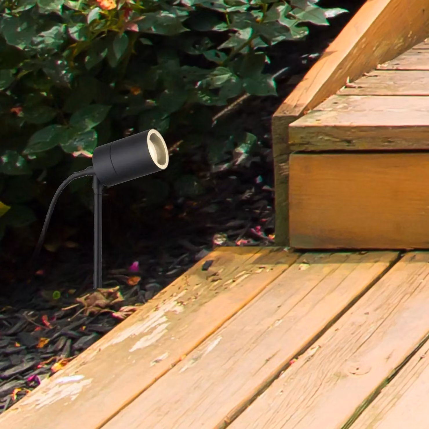 First Choice Lighting Blaze Black Outdoor Ground Spike Light with Transparent Glass Cover – 4