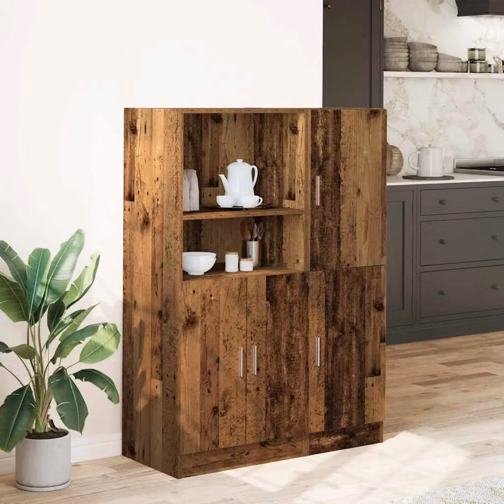 Berkfield Home 2 Piece Rustic Brown Wall Mounted Kitchen Cabinet Set with Hinged Doors and Internal Shelves – 3