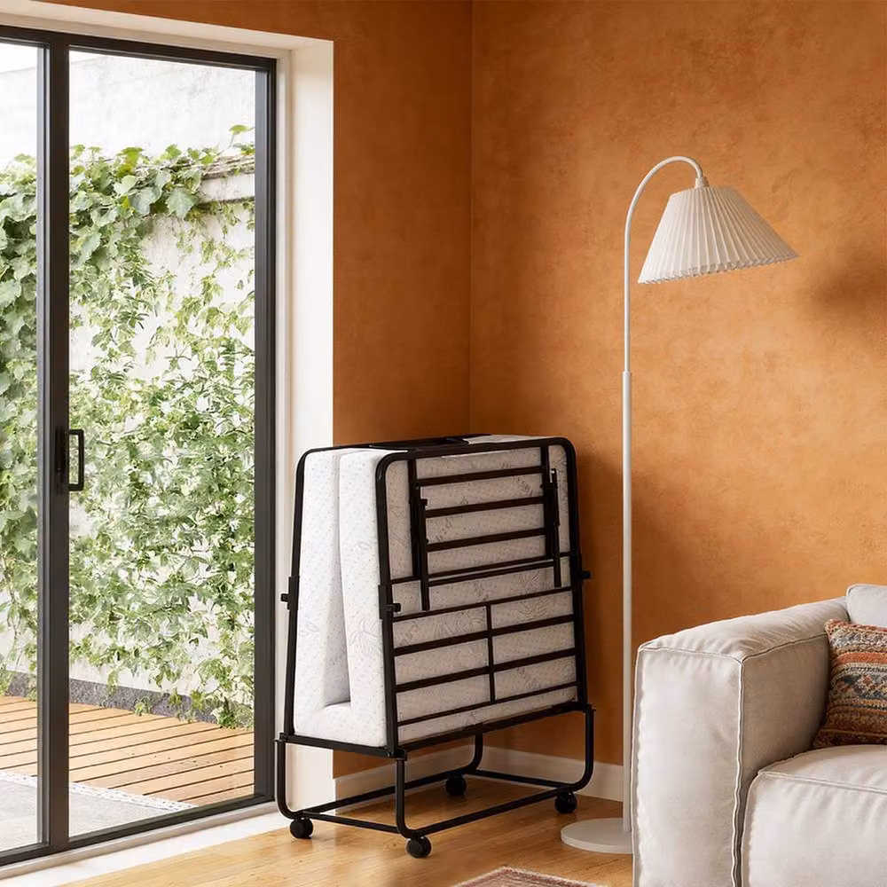 Gymax Portable Folding Bed with Foam Mattress in White, W/D/H: 190 x 90 x 40 cm – 4