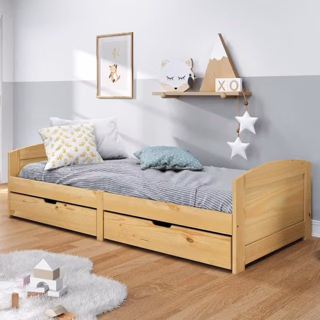 Berkfield Home IRUN Day Bed with 2 Drawers, Solid Pine Wood, Brown, W/D/H: 90 x 200 cm – 1