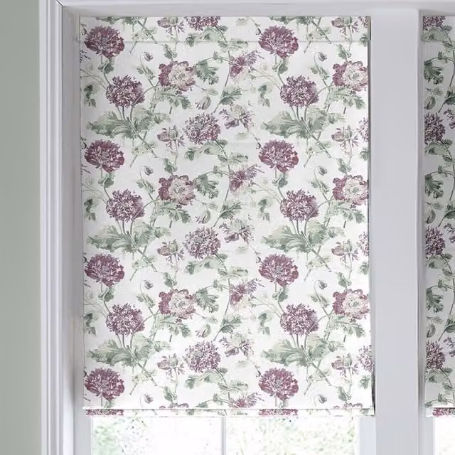 Laura Ashley Hepworth Made to Measure Blackout Roman Blind in Purple Floral Design