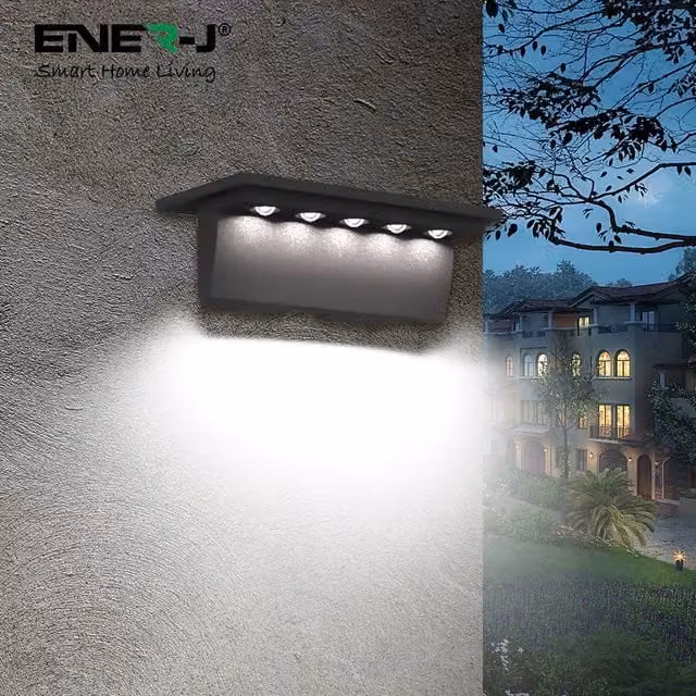 ENER-J Solar Decking Lights Pack of 2, Dual Colour LED, Black Finish