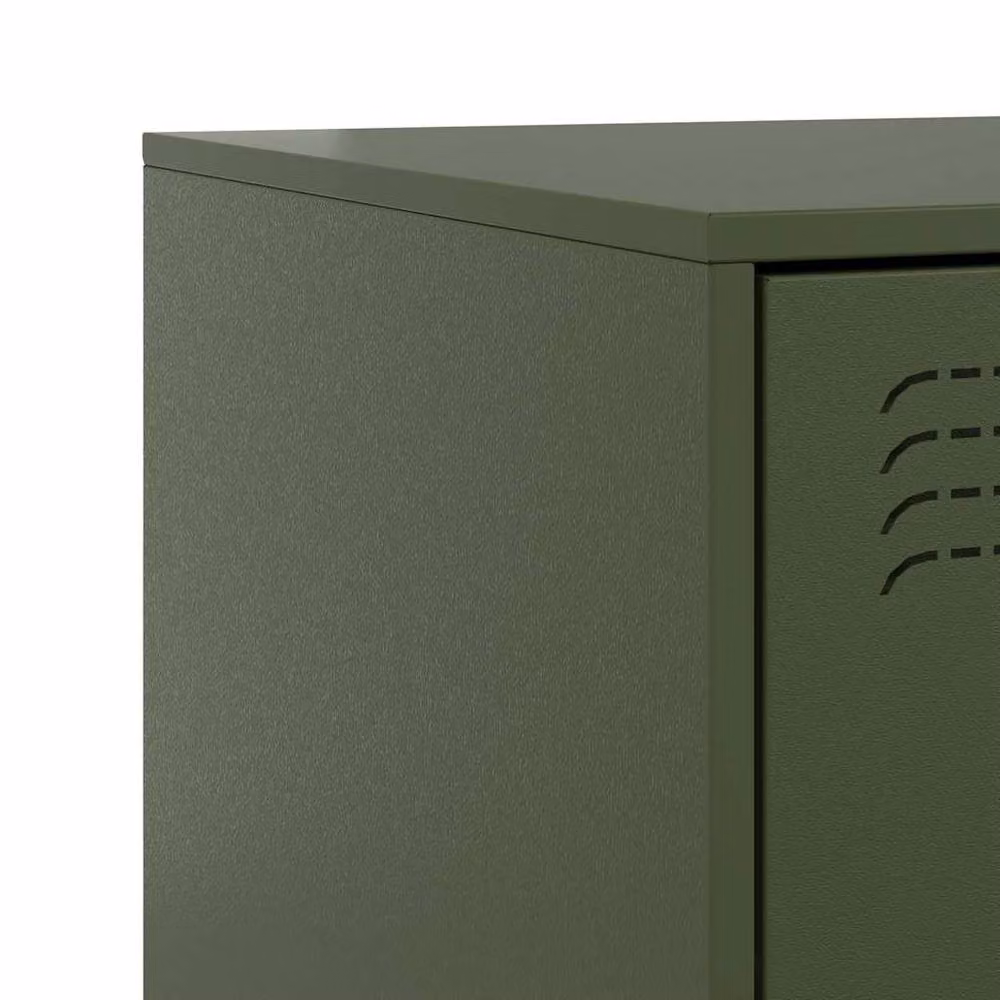 Berkfield Home Set of 2 Metal Bedside Cabinets in Matt Olive Green, W/D/H: 34.5 x 39 x 62 cm – 4