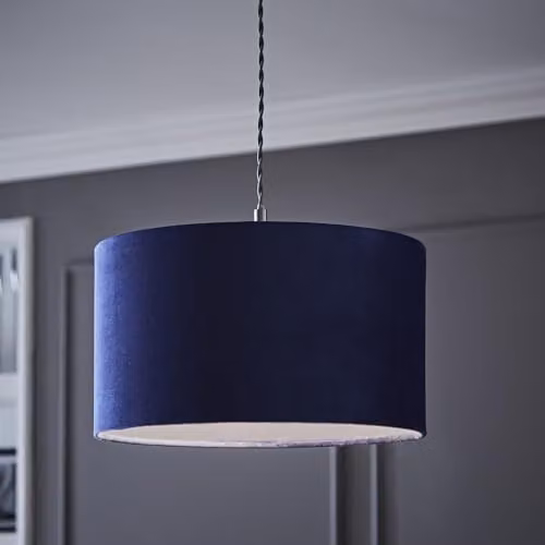 ValueLights Reni Modern Blue Fabric Cylinder Drum Lamp Shade, Width: 35 cm – 6