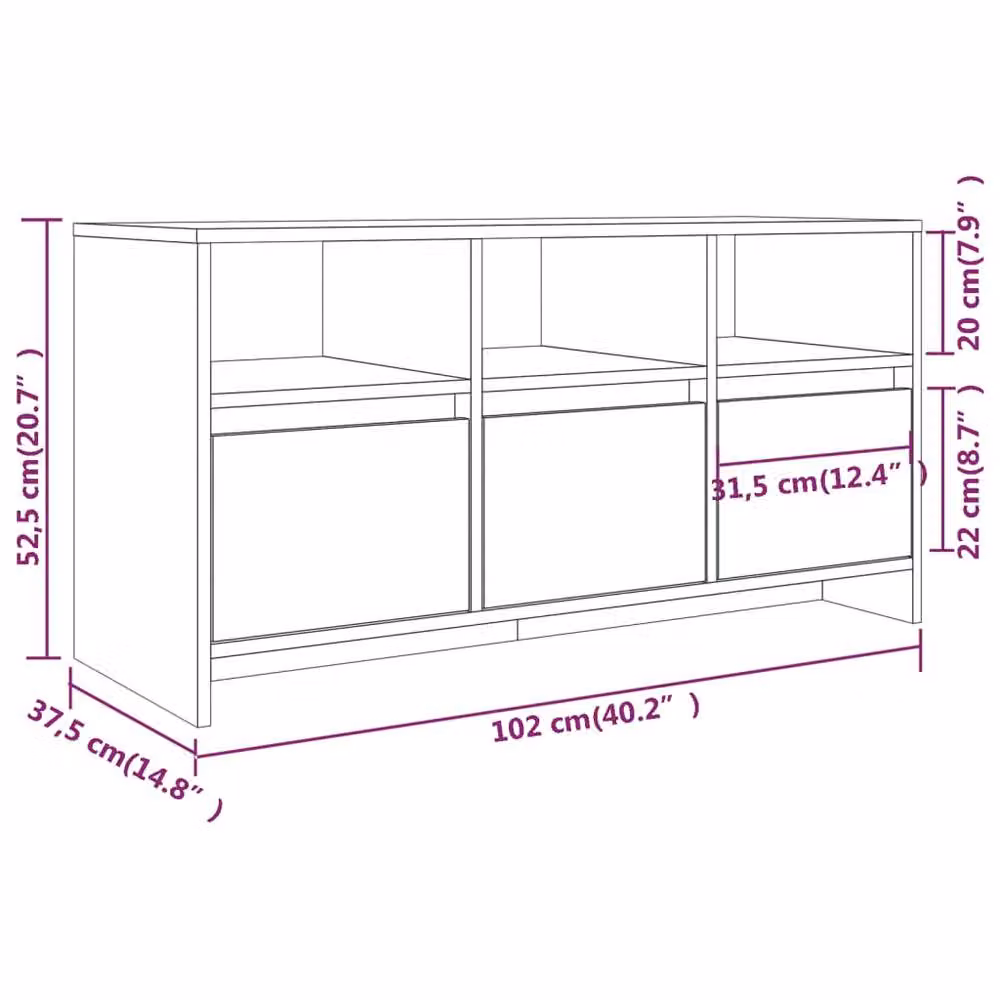 Berkfield Home Smoked Oak TV Cabinet in Brown, W/D/H: 102 x 37.5 x 52.5 cm – 4