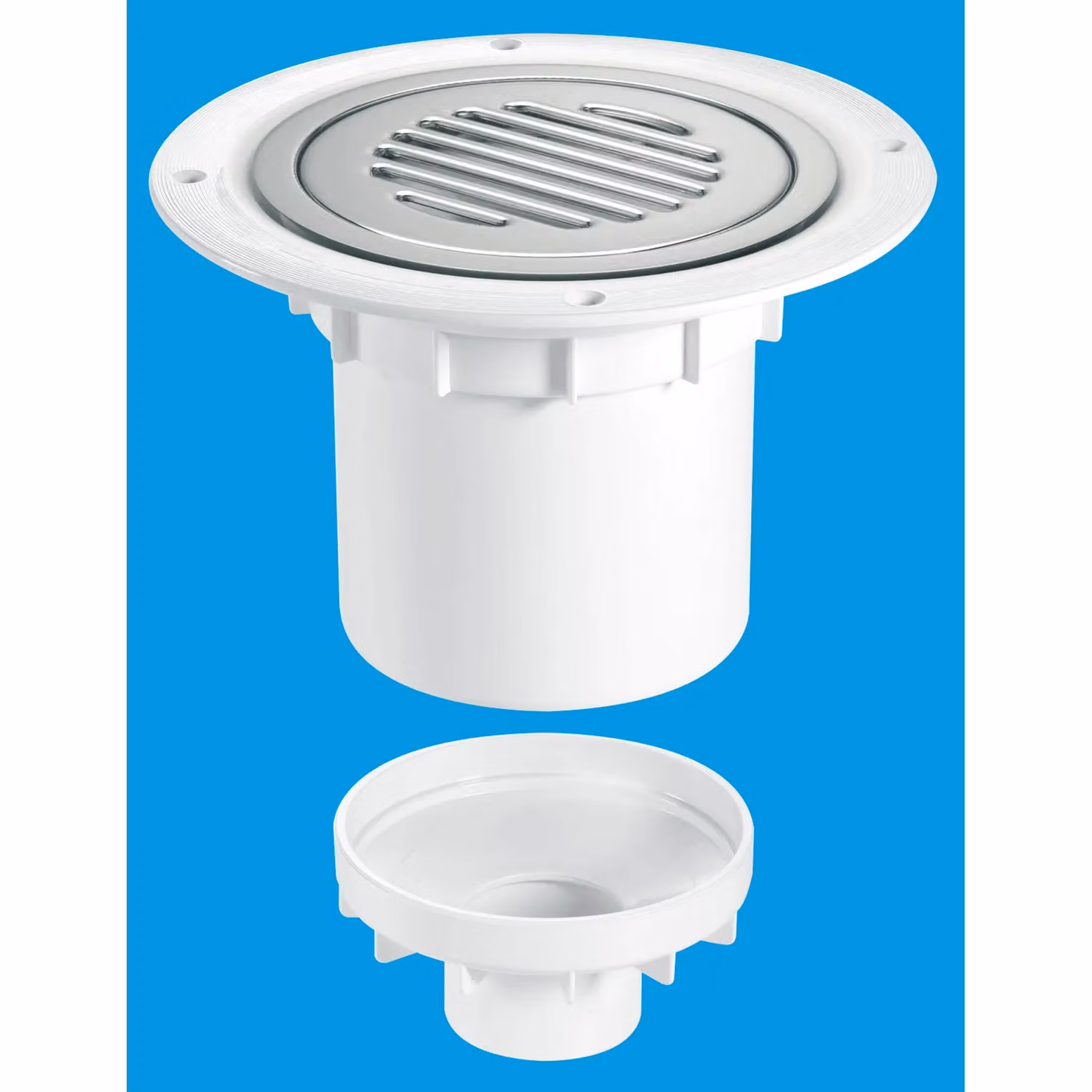 McAlpine TSG2SS-SL-NSC 75mm Vertical Water Seal Trapped Gully with Clamp Ring and Cover in White – 2