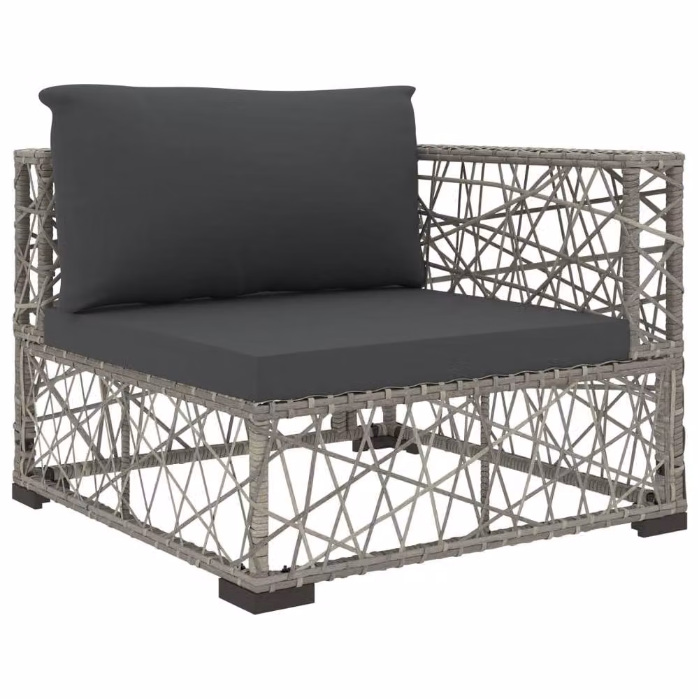 Berkfield Home 5 Piece Grey Poly Rattan Garden Lounge Set with Upholstered Cushions and Metal Frame – 2