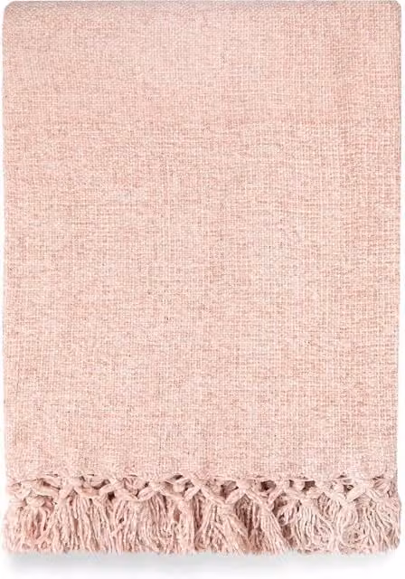 New Edge Blinds Camilla Collection Chenille Chevron Throw in Pink, W/D/H: 127 x 152 cm