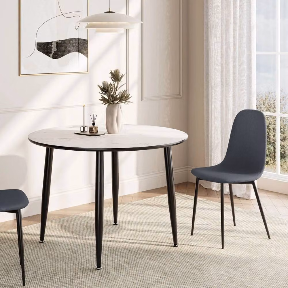 NESTLUNE Set of 6 Modern Upholstered Dining Chairs in Grey with Metal Frame, H: 110 cm, W: 60 cm, D: 60 cm – 5