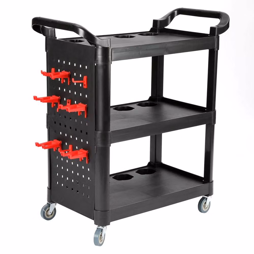 FLAVORA Black Garage Workshop Tool Storage Trolley Cart Dolly, W: 52 cm, D: 52 cm, H: 15 cm – 2