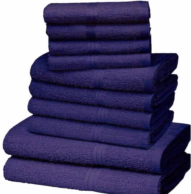 K Collection 10 Pack of Fluffy Purple Egyptian Cotton Towel Set Including Face, Hand and Bath Towels