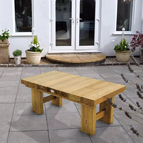 Forest Garden Low Level Sleeper Table, Brown, W/D/H: 120 x 40 x 45 cm – 2