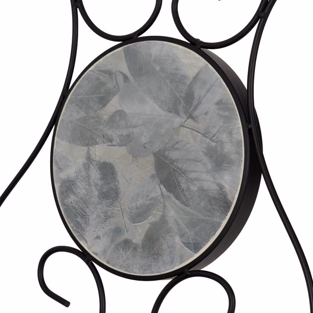 Seconique Ferne Patio Dining Set with Round Table and Chairs in Black and Grey Leaf Pattern – 4