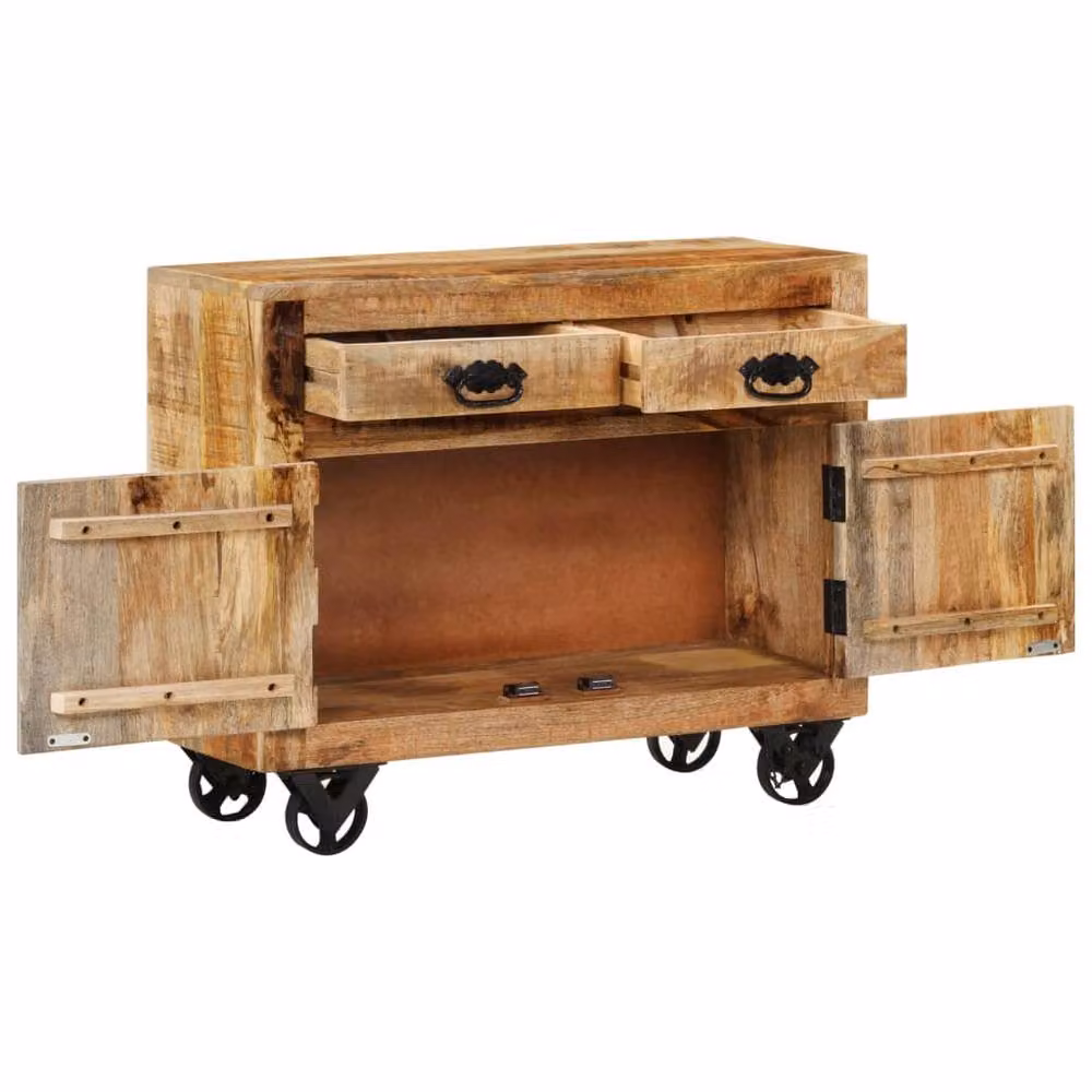 Berkfield Home Industrial Mango Wood Sideboard in Brown, W/D/H: 80 x 30 x 65 cm – 2