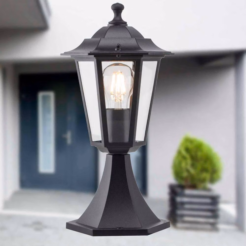 First Choice Lighting Modern Black IP44 Lantern Design Outdoor Pedestal Garden Post Light – 4