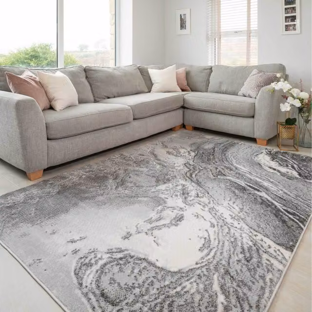 The Rug House Modern Textured Stone Look Rectangular Area Rug, Grey, W: 290 cm, D: 200 cm