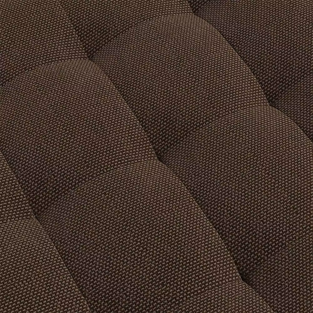 KORVIXA Brown Linen Upholstered Hallway Footstool Ottoman with Wood Frame – 2