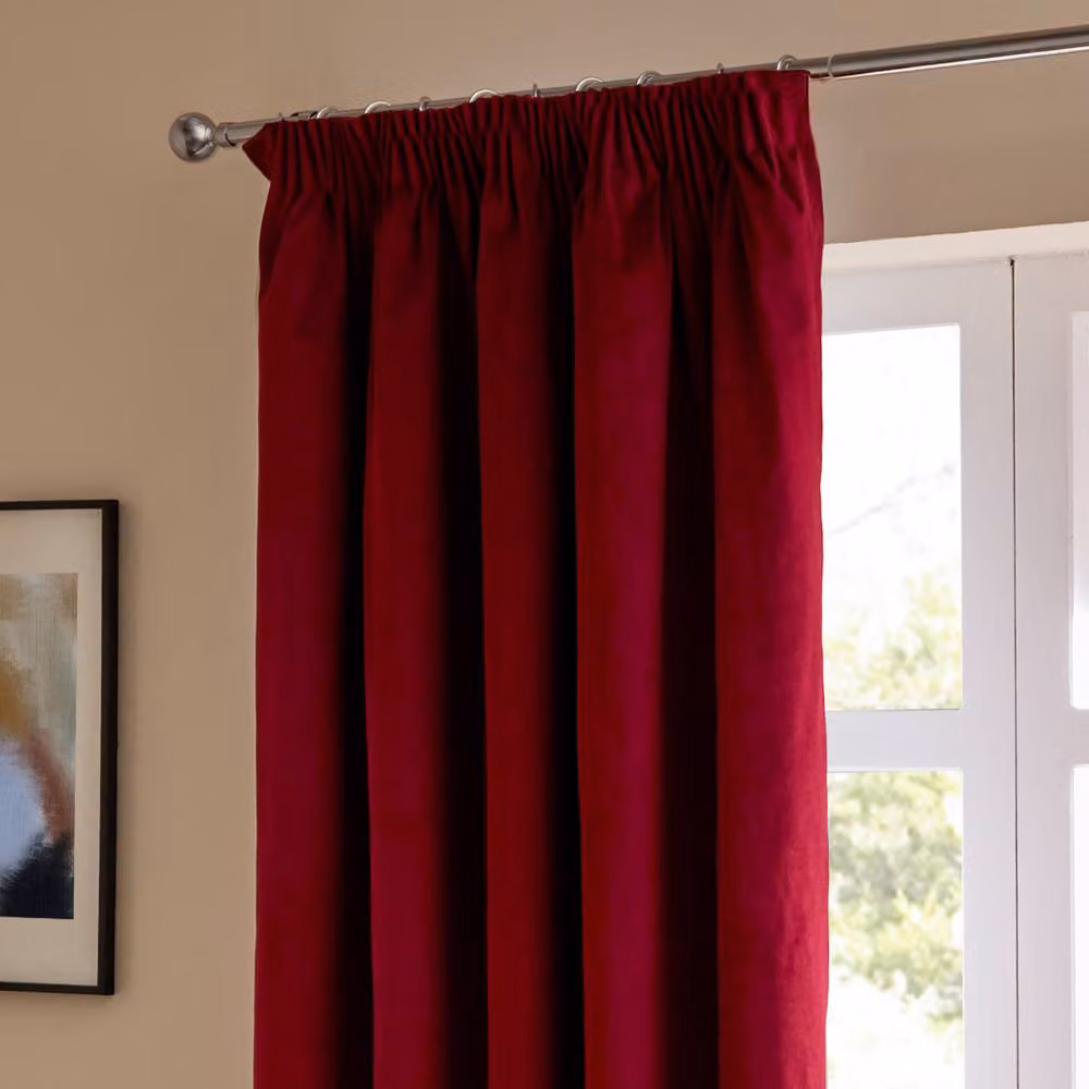 Furn Ultimate Velvet Pencil Pleat Blackout Curtains, Red, Width: 229 cm, Drop: 229 cm – 4